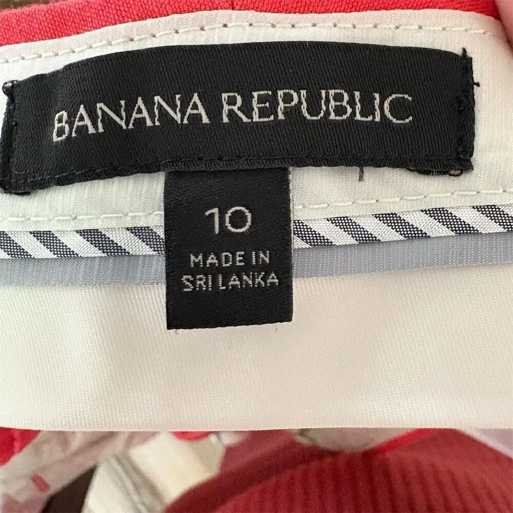 Banana Republic Linen Blend Ankle Pants Size 10 Red Coral Straight Leg Resort